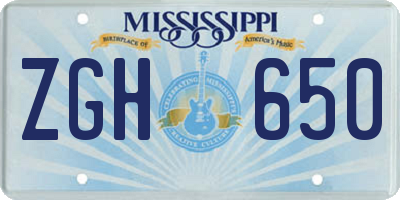 MS license plate ZGH650