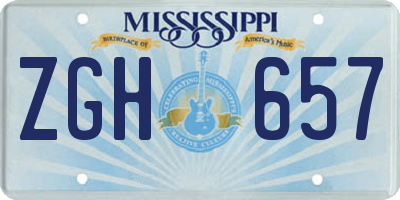 MS license plate ZGH657