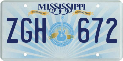 MS license plate ZGH672