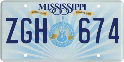 MS license plate ZGH674