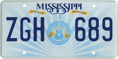MS license plate ZGH689
