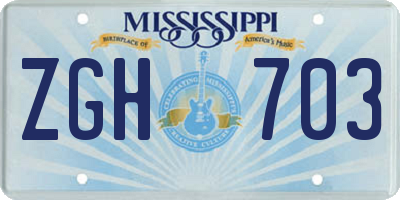 MS license plate ZGH703