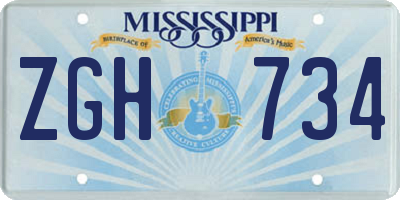 MS license plate ZGH734