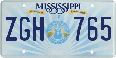MS license plate ZGH765