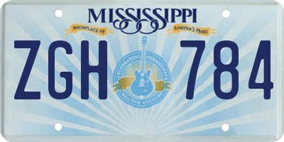 MS license plate ZGH784