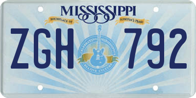 MS license plate ZGH792