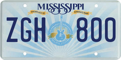 MS license plate ZGH800