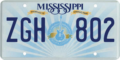 MS license plate ZGH802