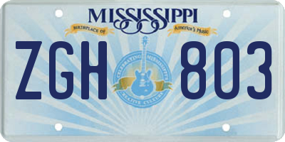 MS license plate ZGH803
