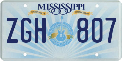 MS license plate ZGH807