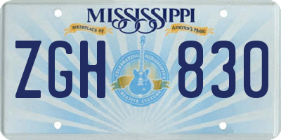 MS license plate ZGH830