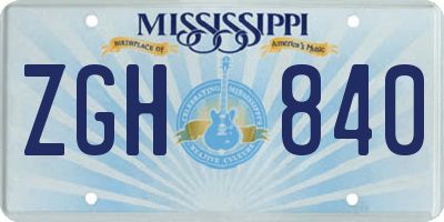 MS license plate ZGH840