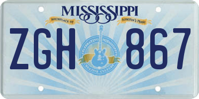 MS license plate ZGH867