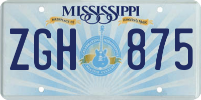 MS license plate ZGH875