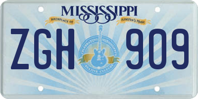 MS license plate ZGH909