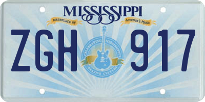 MS license plate ZGH917