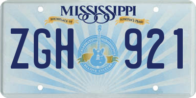 MS license plate ZGH921