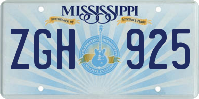 MS license plate ZGH925
