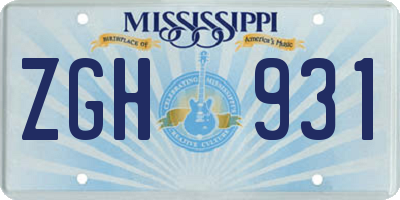 MS license plate ZGH931