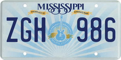 MS license plate ZGH986