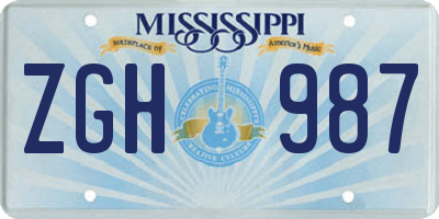 MS license plate ZGH987