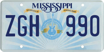 MS license plate ZGH990