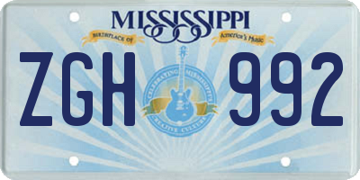MS license plate ZGH992