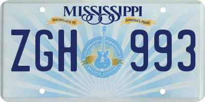 MS license plate ZGH993