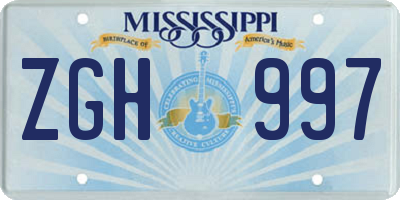 MS license plate ZGH997