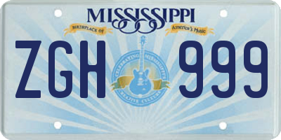 MS license plate ZGH999