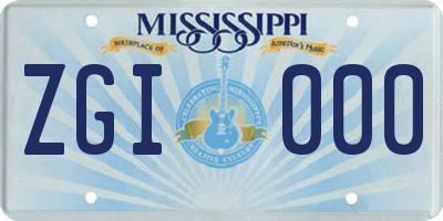 MS license plate ZGI000
