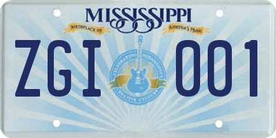 MS license plate ZGI001