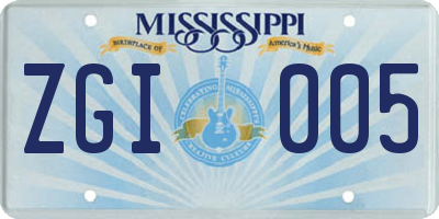 MS license plate ZGI005