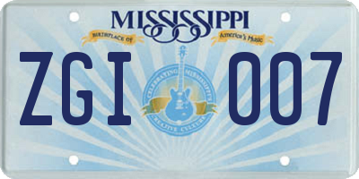 MS license plate ZGI007