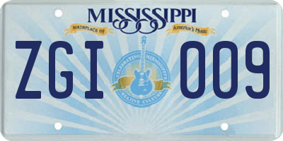 MS license plate ZGI009