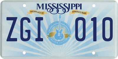 MS license plate ZGI010