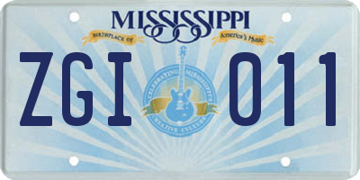 MS license plate ZGI011