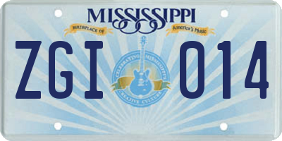 MS license plate ZGI014