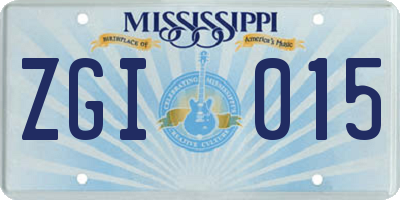 MS license plate ZGI015