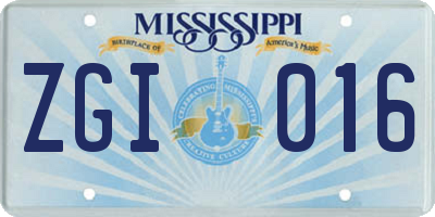 MS license plate ZGI016