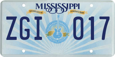 MS license plate ZGI017