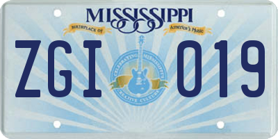 MS license plate ZGI019