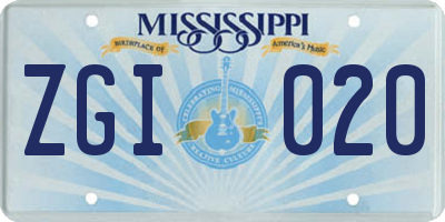 MS license plate ZGI020