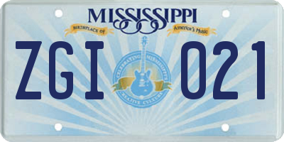 MS license plate ZGI021