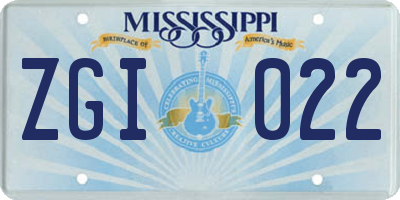 MS license plate ZGI022