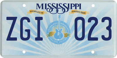 MS license plate ZGI023