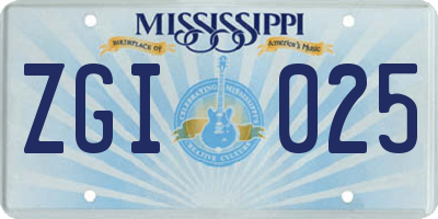 MS license plate ZGI025