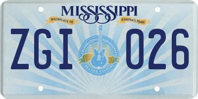 MS license plate ZGI026