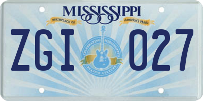 MS license plate ZGI027