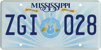 MS license plate ZGI028